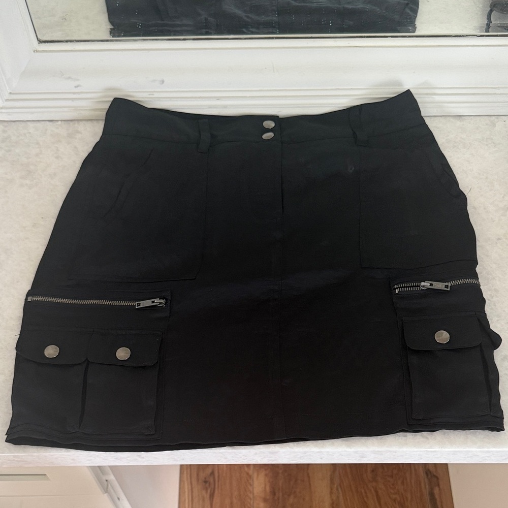 DKNYC Black Mini Skirt with Zipper Pockets